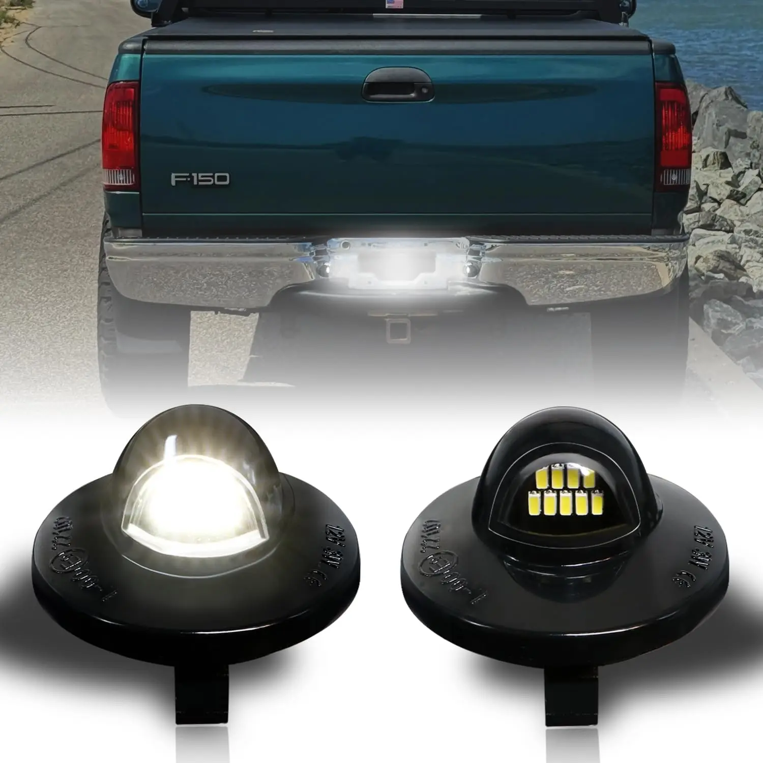 

LED License Plate Lights Tag Lights Compatible with F150/F250/F350/F450/F550 Super Duty 9 Pcs LED Beads 7000K White Light Superb