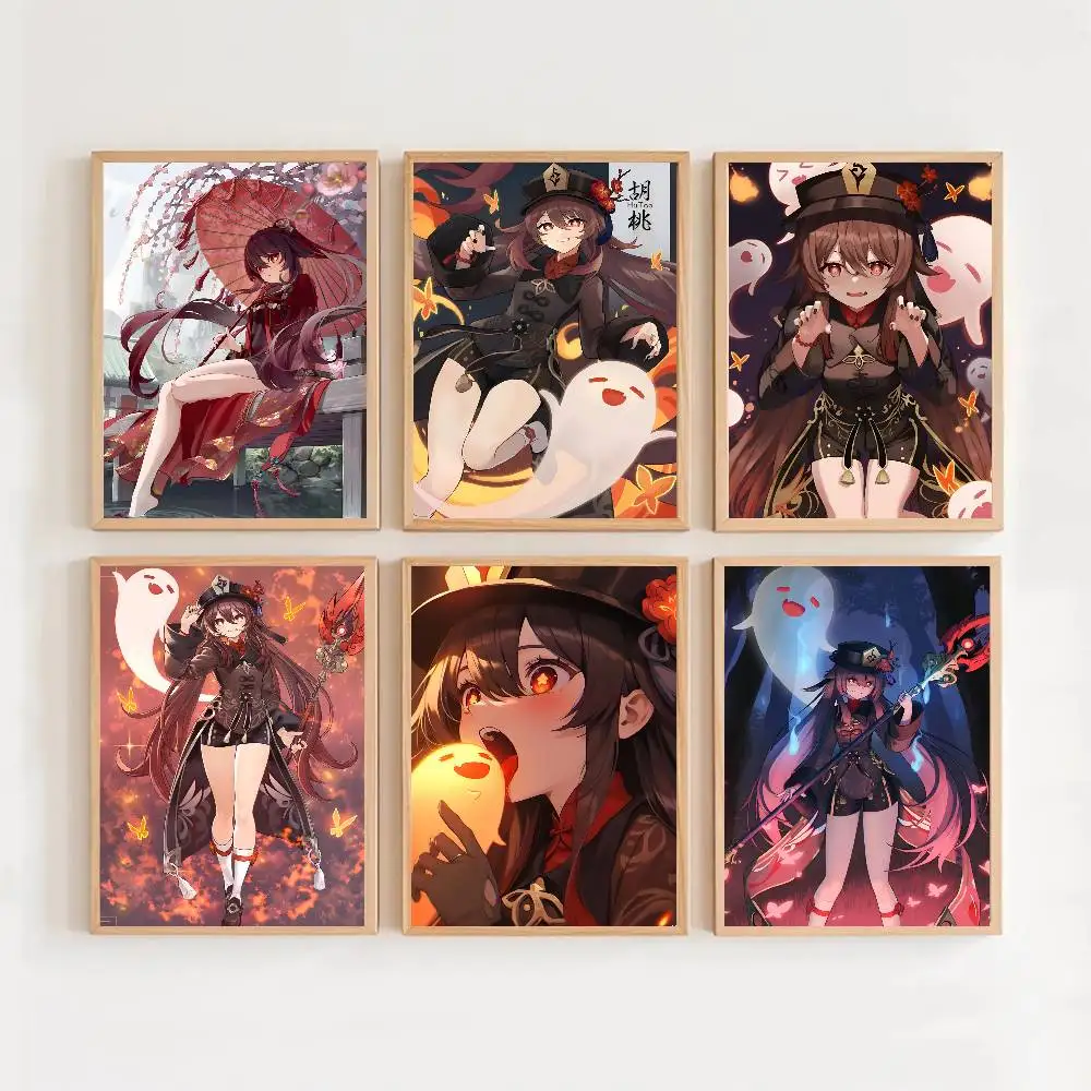 HutaO- Genshin ImP-act HD Print Anime Canvas Poster, Manga Artwork Wall Painting, Bedroom Dorm Decor, Aesthetic Wall Art Gift