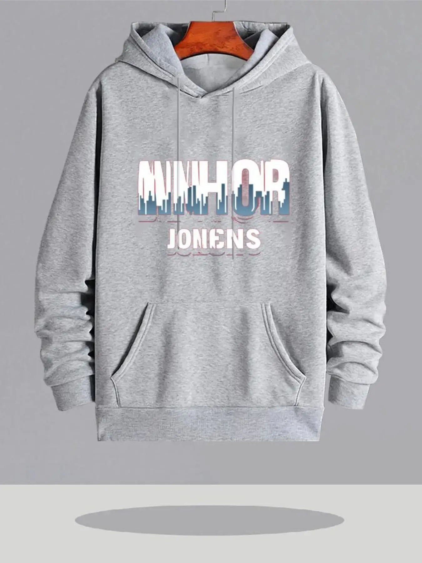 Black Hoodie Featuring Urban Streetwear Style, Equipped with a Front Pocket And Hood - 'MAJOR' in a Multicolored Gradient of Blu