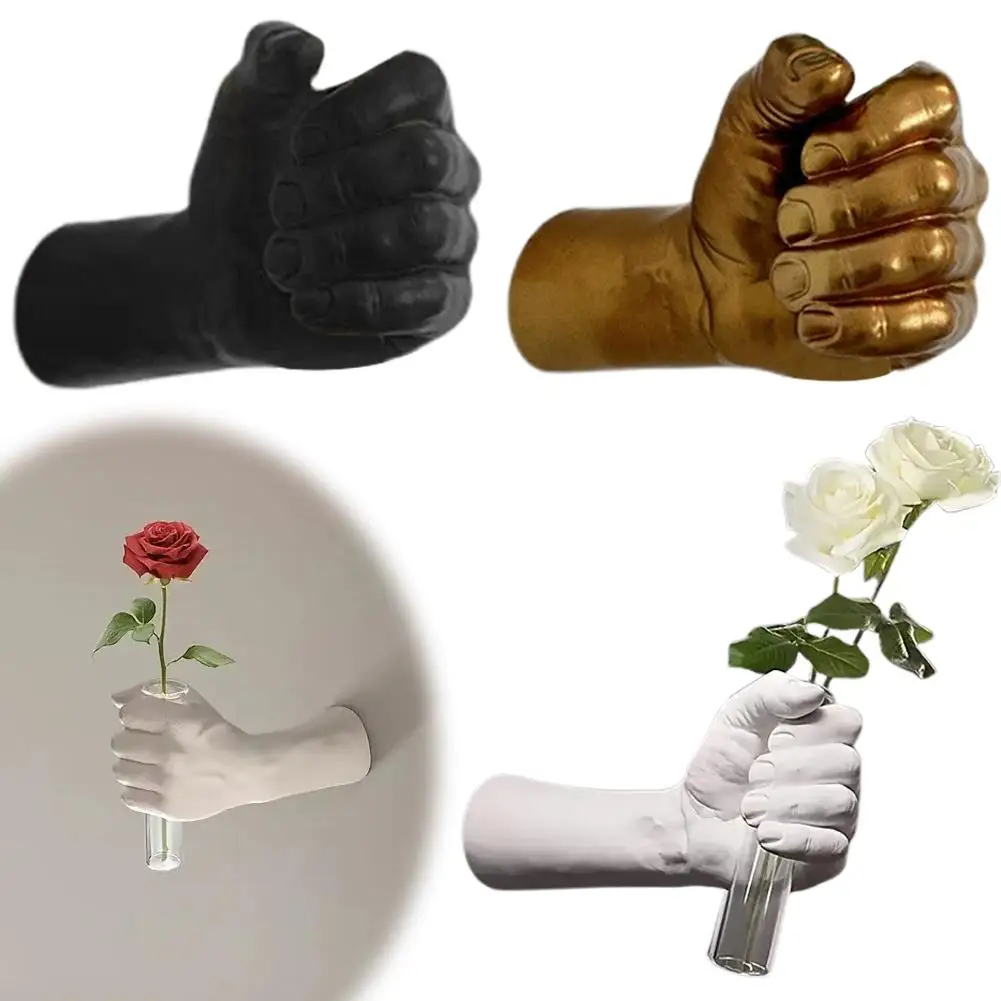 2pcs Simulations Hand Flower Wall Vase Decorative Flowers Vase Mounted Wall Handmade Vases Vase Decorative Home Art Resin J9E4