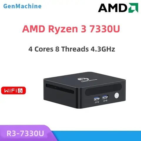 Genmachine AMD Ryzen 3 7330U 미니 PC Windows 11 4 코어 8 스레드 2.3GHz-3.6GHz TDP 15W DDR4 3200Mhz WIFI6 BT5.2 데스크탑 pc 게임