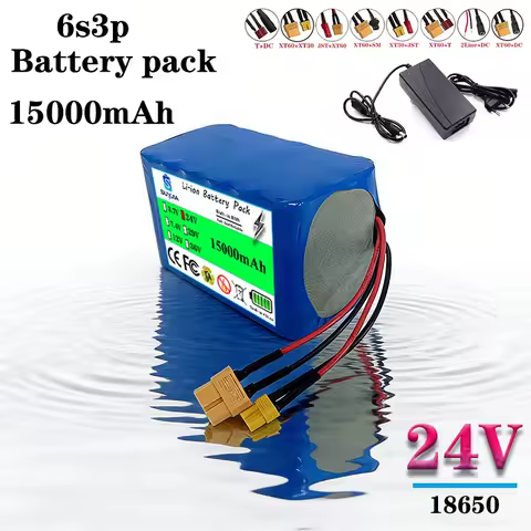 24V 15Ah 6S3P 18650 rechargeable lithium-ion battery 25.2V 15000mAh/lithium-ion battery + charger battery