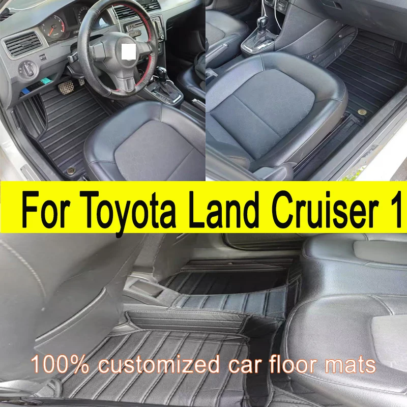

Custom Auto Luxury Leather Car Floor Mat For Toyota Land Cruiser 100 2002 2003 Car Mat Full Set Women Waterproof Accessories