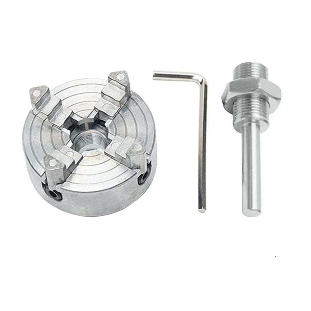 Zinc Alloy 3/4-Jaw Self-Centering Lathe Chuck with Connecting Rod Optional Clamp Accessory for Mini Metal Lathe Wood Turning