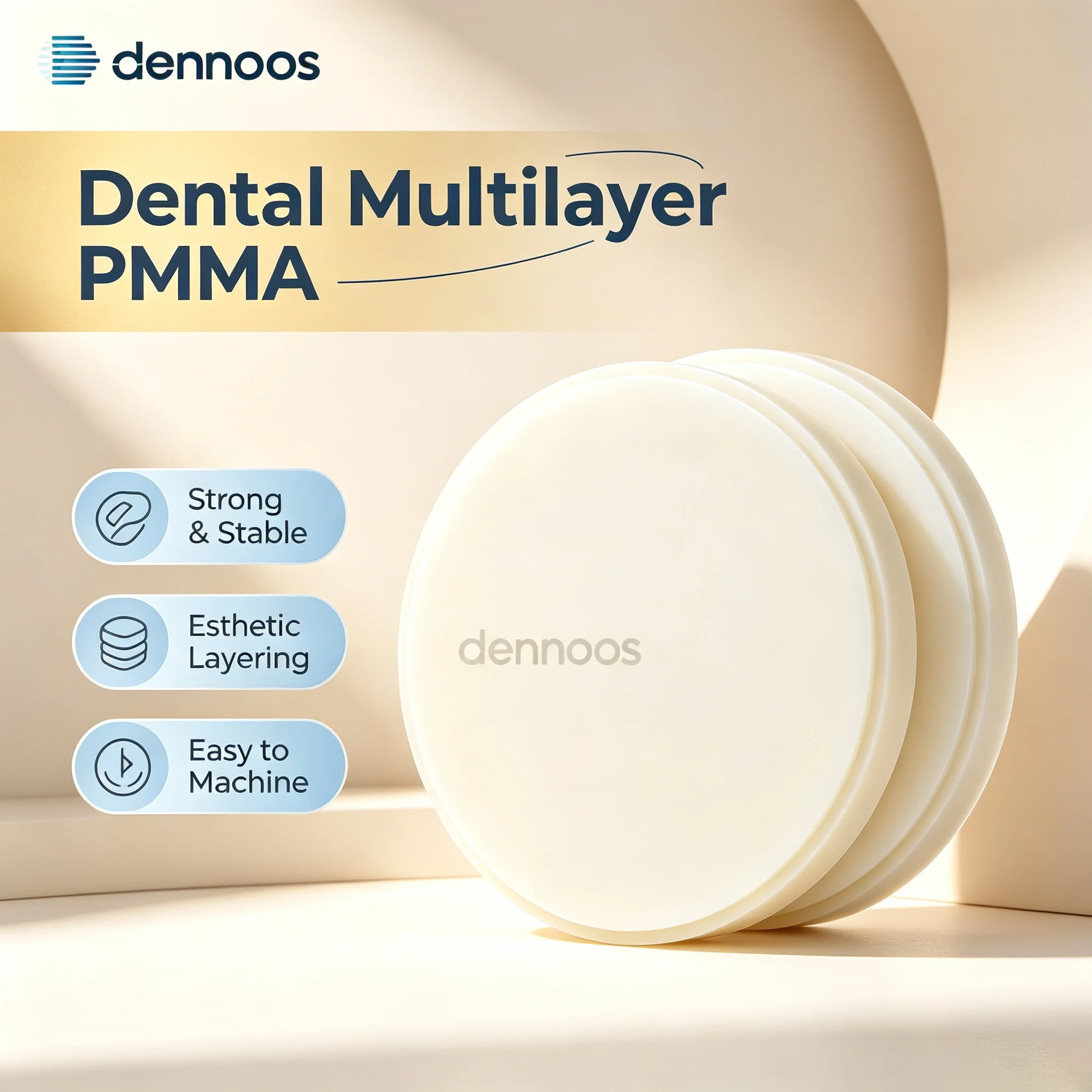 Lodden Dental Multilayer PMMA Block PMMA Lab Materials  Open System (98mm)*16mm for dental lab CAD/CAM Dental lab Materials