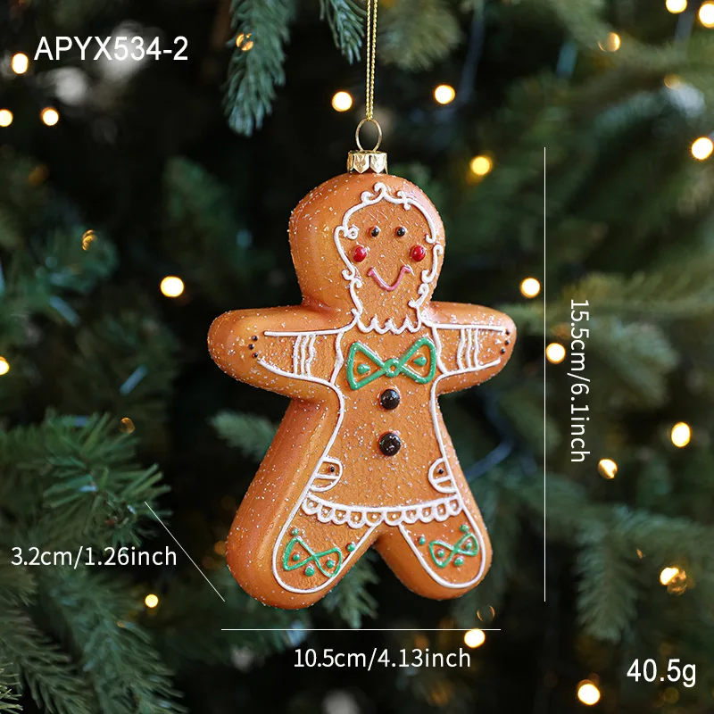Christmas Atmosphere Donut Gingerbread Man Candy Cane Christmas Tree Snowflake House Pendant Small Ornament Wreath Accessory