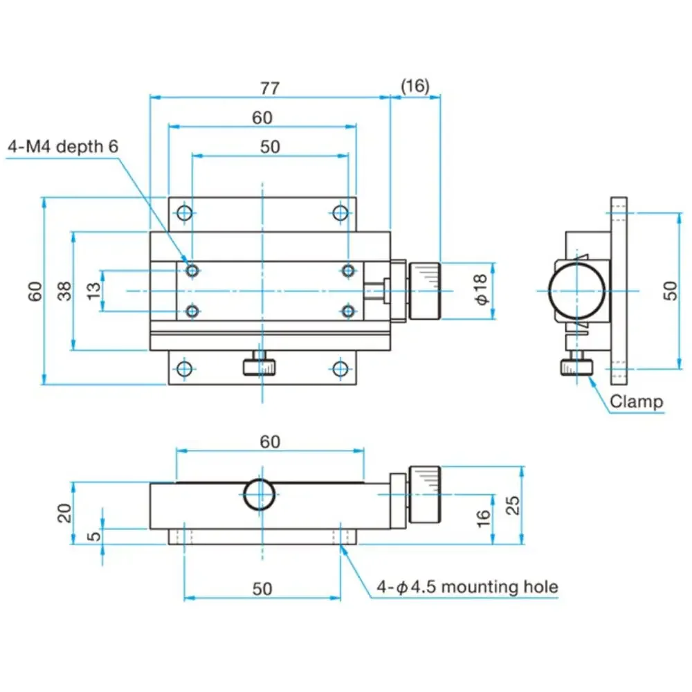 Oś XY TAS-20601 18*60mm instrukcja optyczna precyzyjna rowek jaskółczy ogon precyzyjne strojenie przesuw przemieszczenia mosiądz