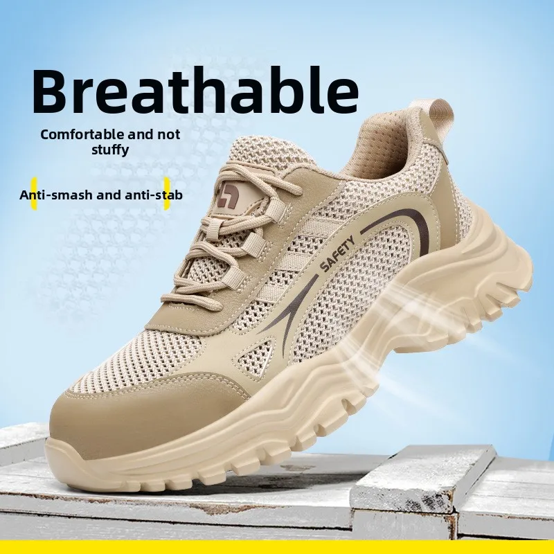 

Дышащие сетчатые защитные ботинки, летние рабочие кроссовки для мужчин, рабочая обувь со стальным носком, защита от проколов, защитные рабочие ботинки.