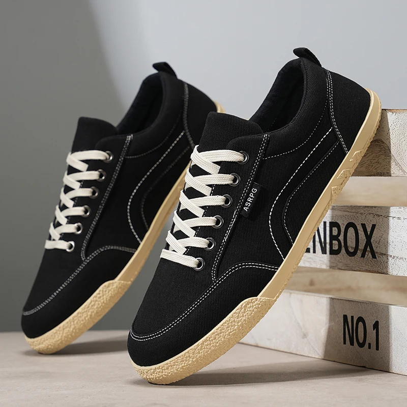 

Fashion Flats Brand Driving Sneakers Retro Black Men Casual Canvas Shoes Mens Trendy Original Vulcanized Luxury Male Skate Shoes