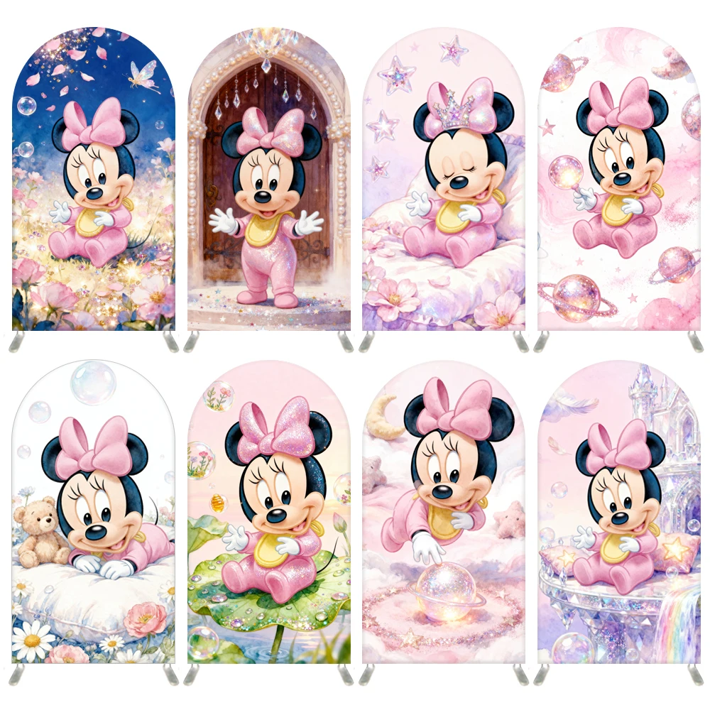 

Minnie Arch Backdrop Disney Theme Pink Dream Girl Birthday Babyshower Newborn Party Decoration Custom Photography Background
