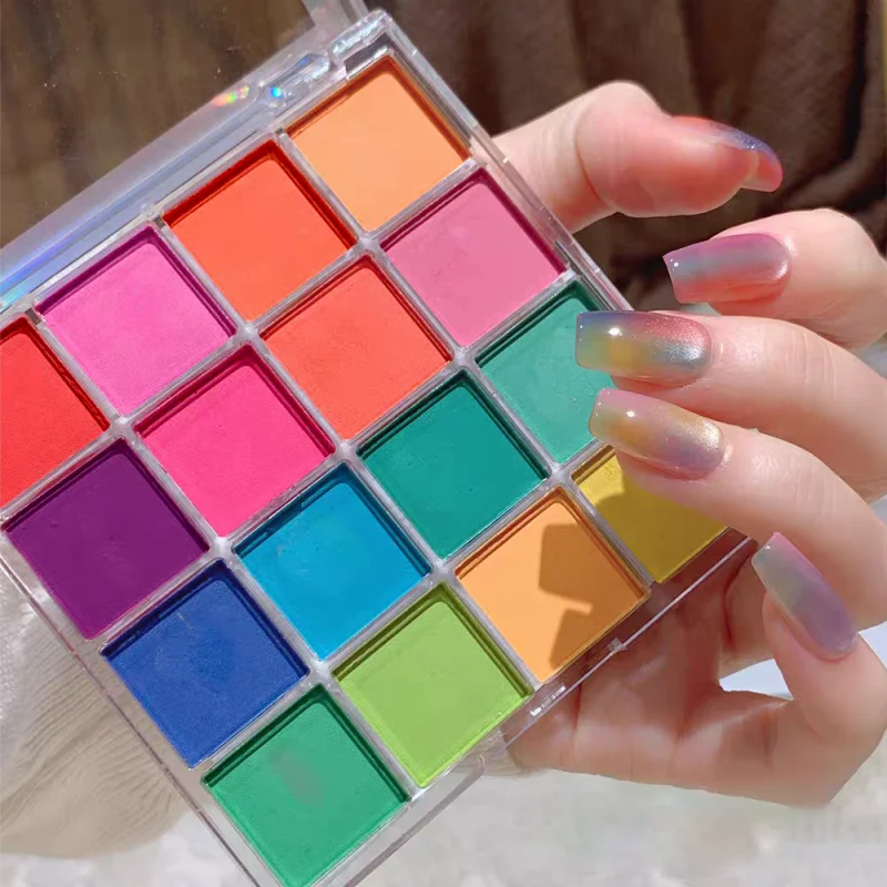 Nail Art Ombre Glitter - Kleuren Solid Rubbing Powder Nagelpigment Palette