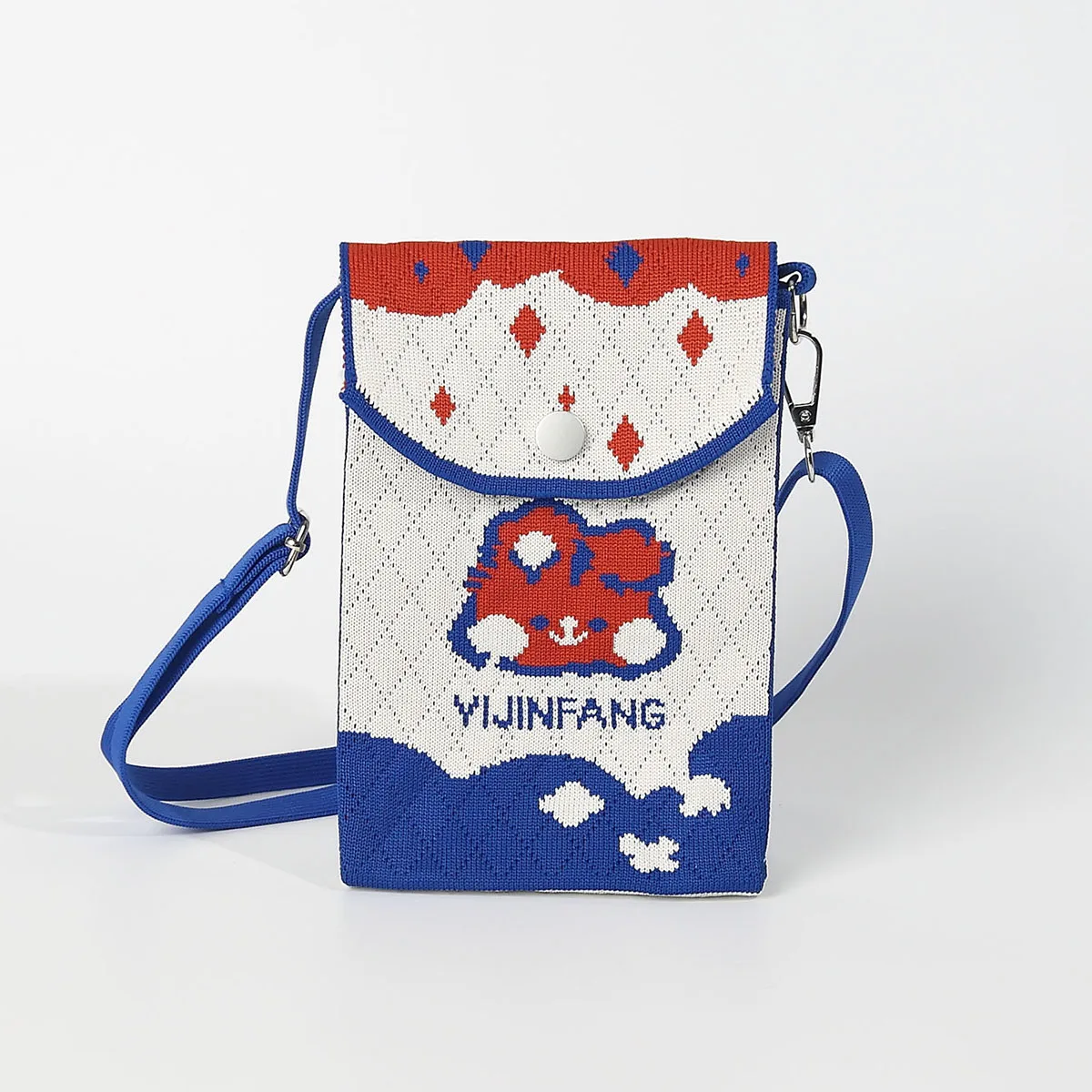 

Color-Blocked Cute Cartoon Pattern Knitted Phone Bag, Adjustable Shoulder Strap for Single Shoulder, Hand-Held, or Crossbody Wear, Suitable for Carrying Mobile Phones, Keys, Change, Cards, Glasses Cases, and Meeting the Needs of Carrying Small Items for C