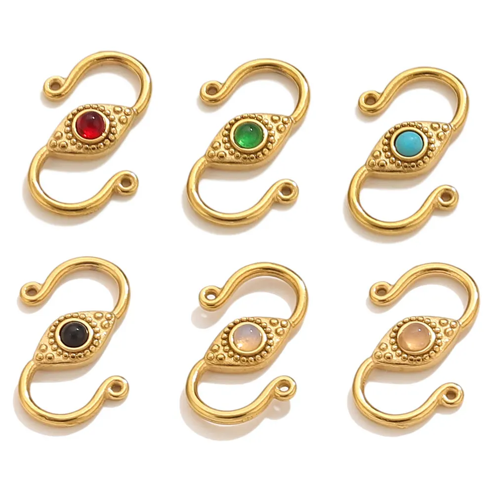 

6 шт., застежки из нержавеющей стали из натурального камня S-типа, разъемы для изготовления ювелирных изделий, DIY застежка для глаз, детали ювелирного материала