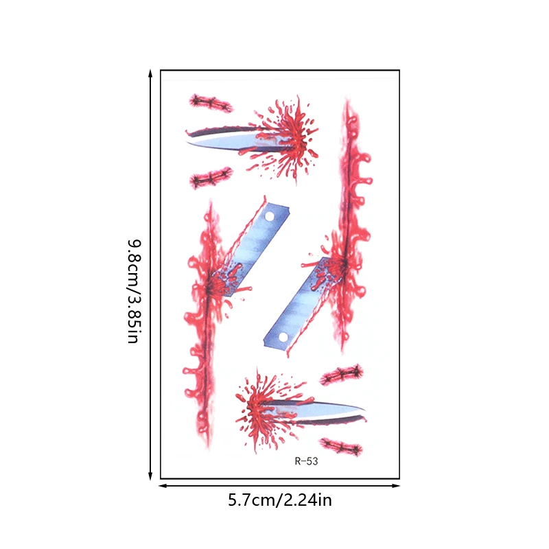 30 ورقة من ملصقات وشم الجرح الدموي للهالوين، وشم مؤقت مقاوم للماء، وديكور حفلات الهالوين، هدية للأطفال البالغين