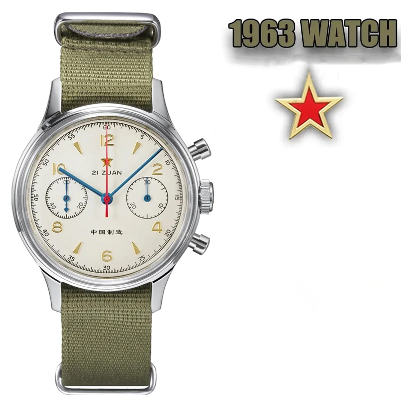 Seagull 1963 Men Watch Manual  Quartz Watches Seagull ST1901 Chronograph Luxury Retro Wristwatch Air Force Replica