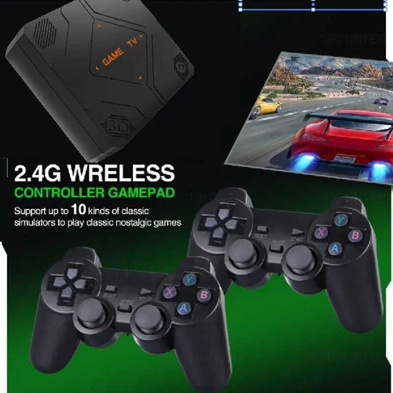 Ampown V5 Video Game Console HDMI Output 64G Built in 45000 Retro Games Ultra Low Latency Wireless Controller TV Box Player Gift