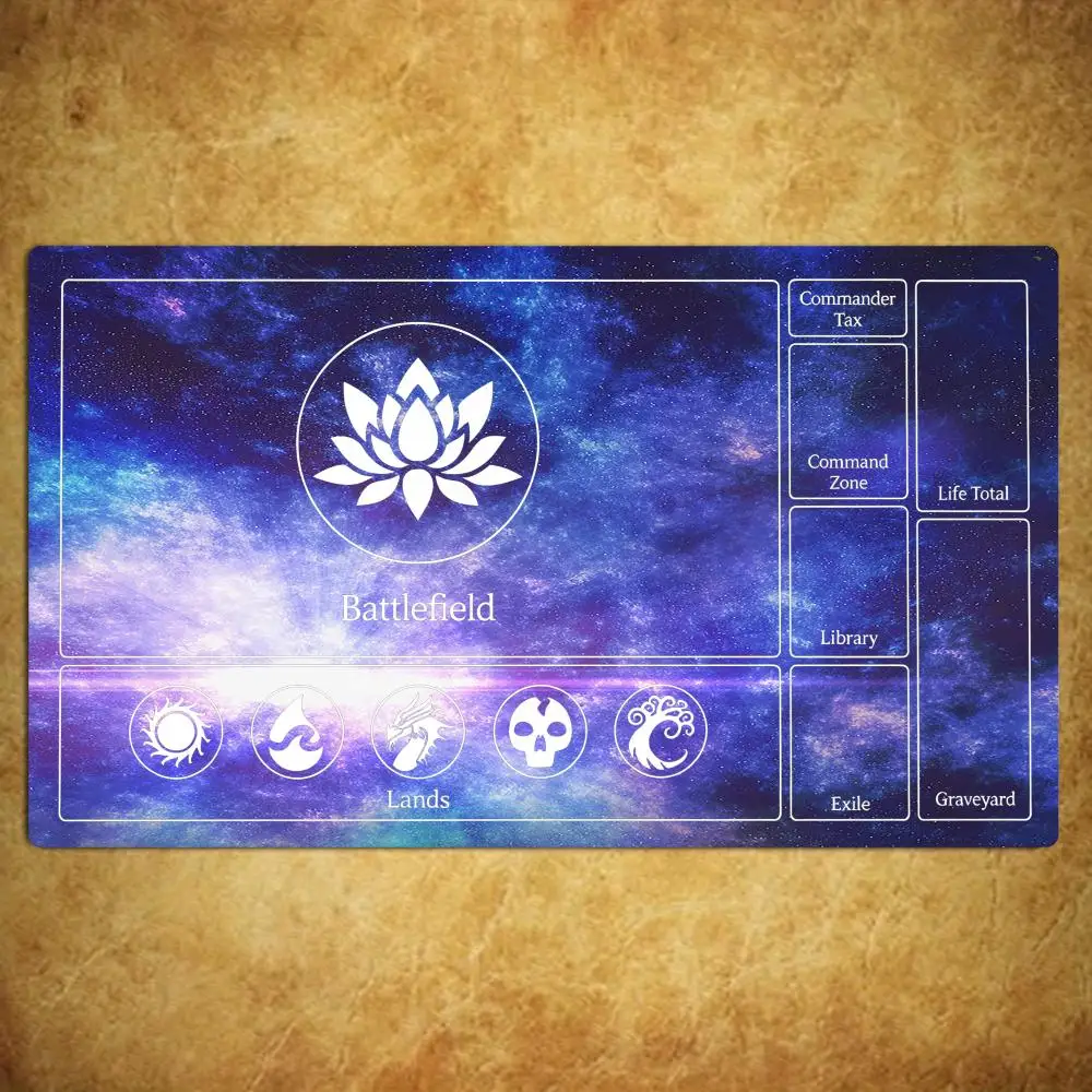 Blue Purple Gradient Lotus Magic Party Game Mat Durable Rubber for MTG&TCG Games 35X60 Mouse Pad Offices Desk Mats Friendly