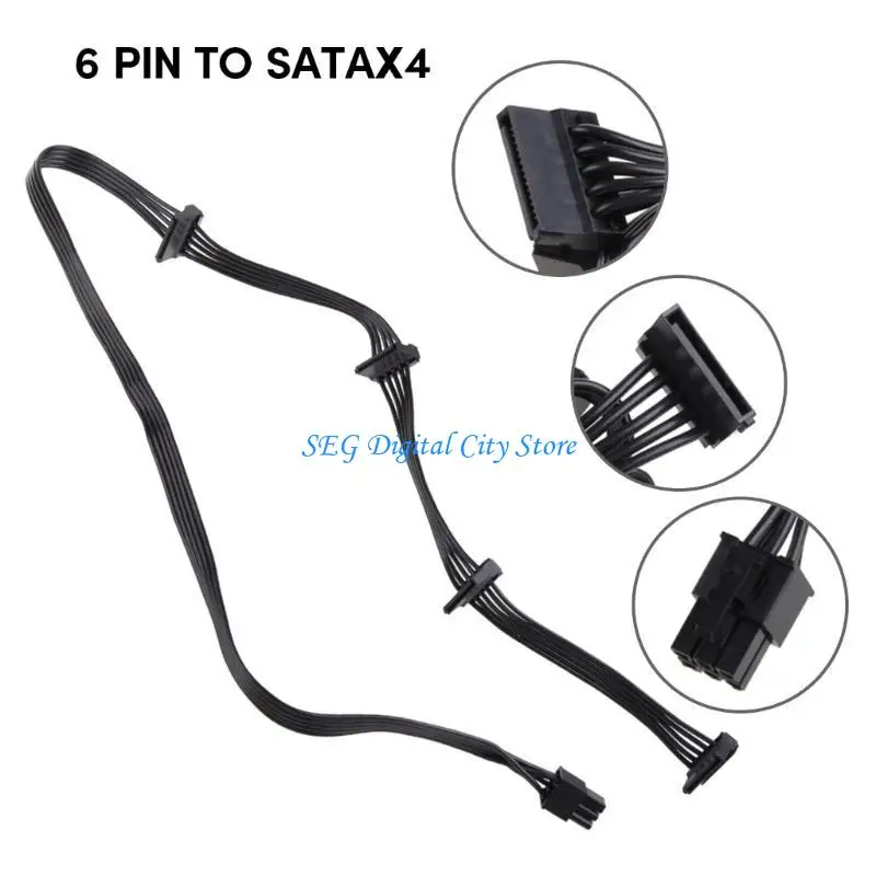 U75B Practical Durable Servers 6Pin to 4SATA Power Cable Adapter Splitter Cable