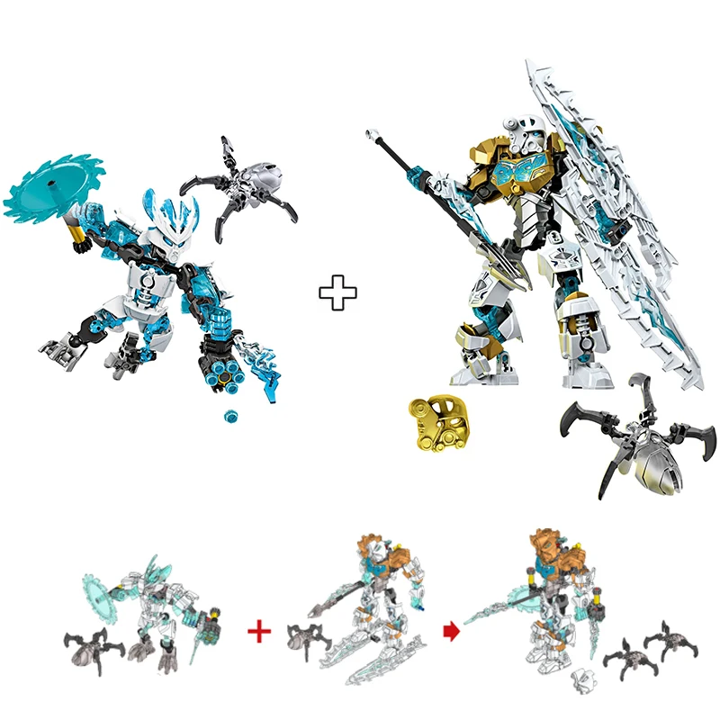 Gouden Masker Bionicle Ice Master Bouwstenen Beschermer Kopaka Anime Actionfiguren Soldaat Robot Steentjes Speelgoed voor Jongens Cadeaus