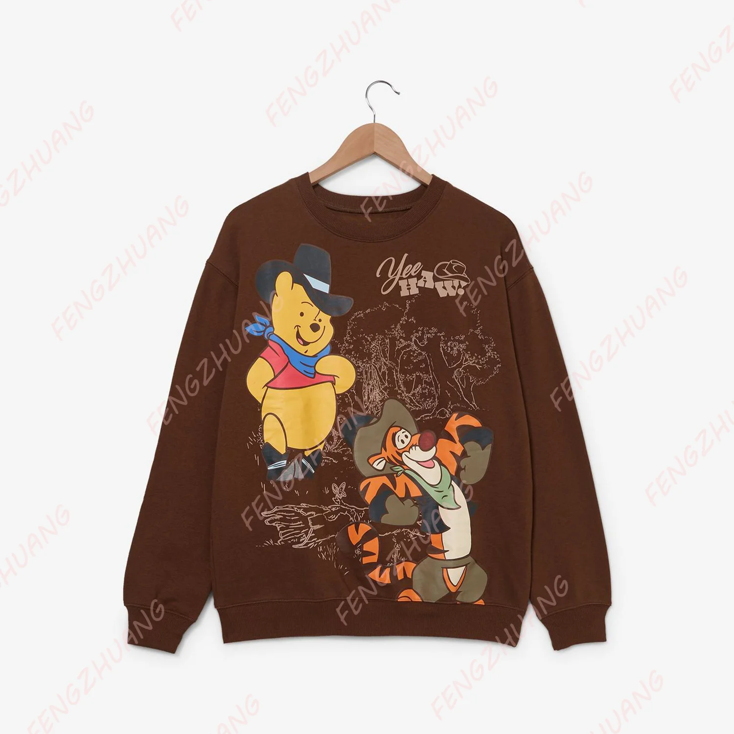 Disney Winnie the Pooh Tigger & Pooh Bear Crewneck Long Sleeve Sweatshirt Hoodies For Men And Women Loose Casual Sportwear