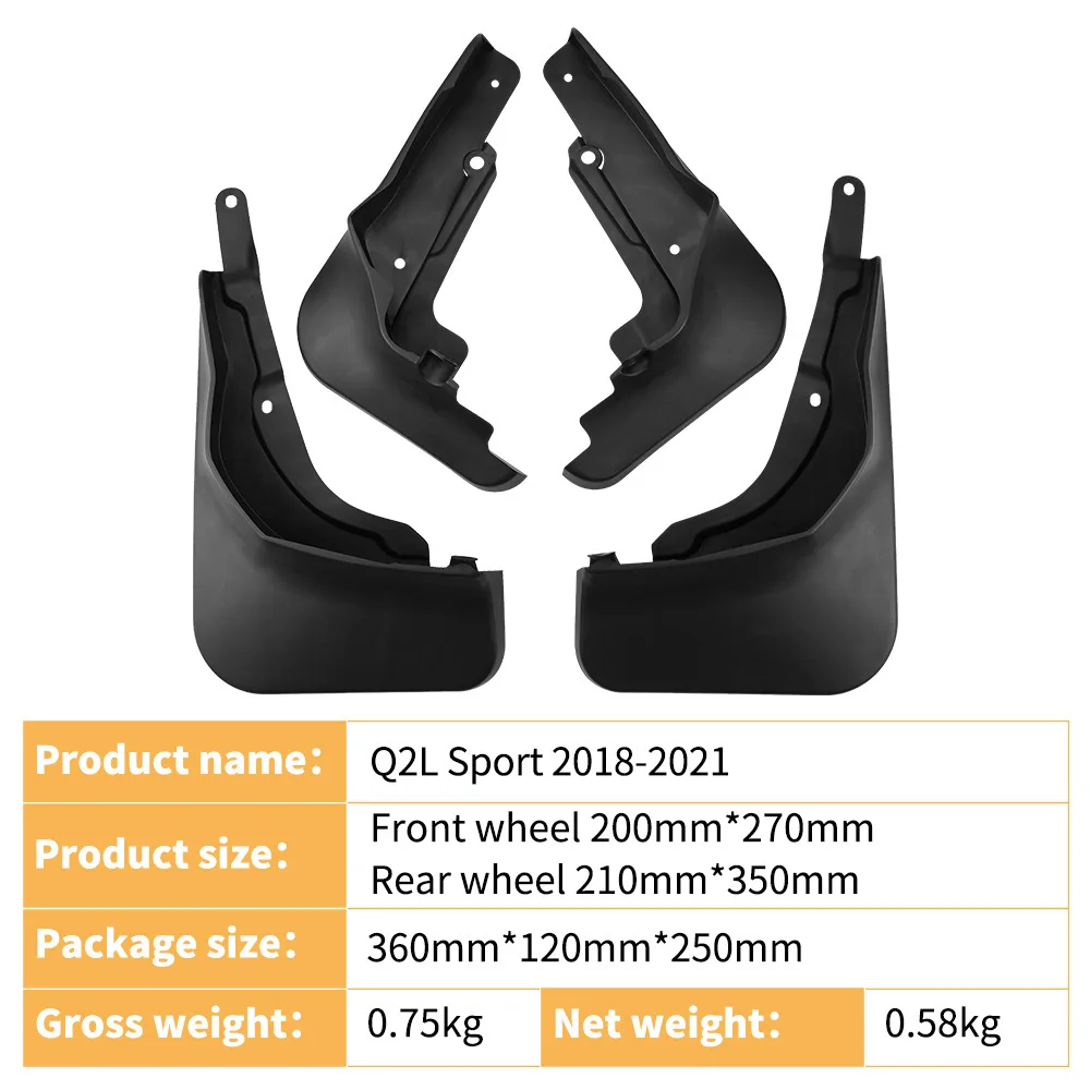 For 2018-2021 Audi Q2L Dynamic Front Rear Soft Rubber Mud Flaps Mudguards Splash Guards Car Accessories