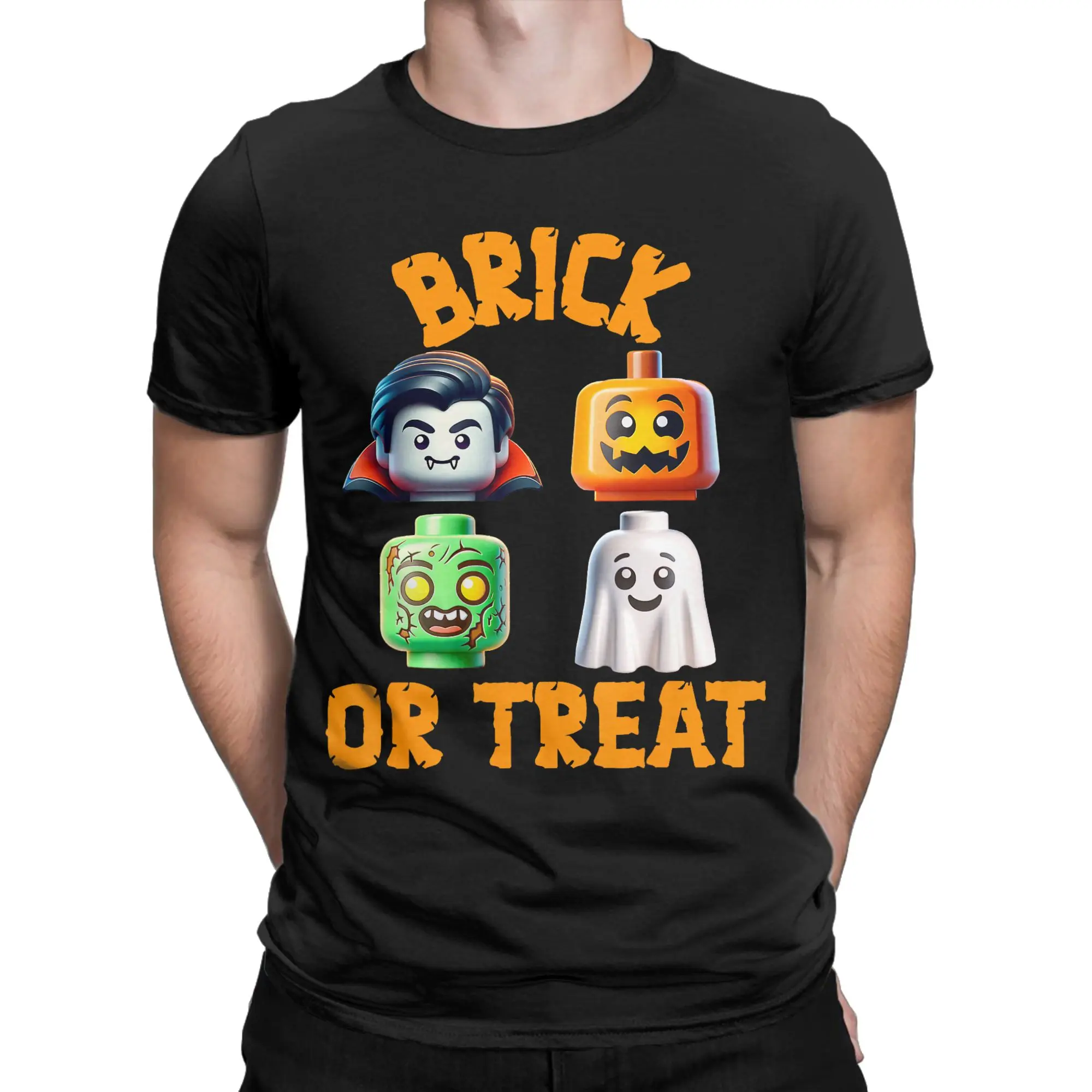 Men Women's T-Shirt Building Brick Halloween Costume Brick or Treat Monster T-Shirts Summer Tee Shirt Y2K Cotton Tops Gift Idea