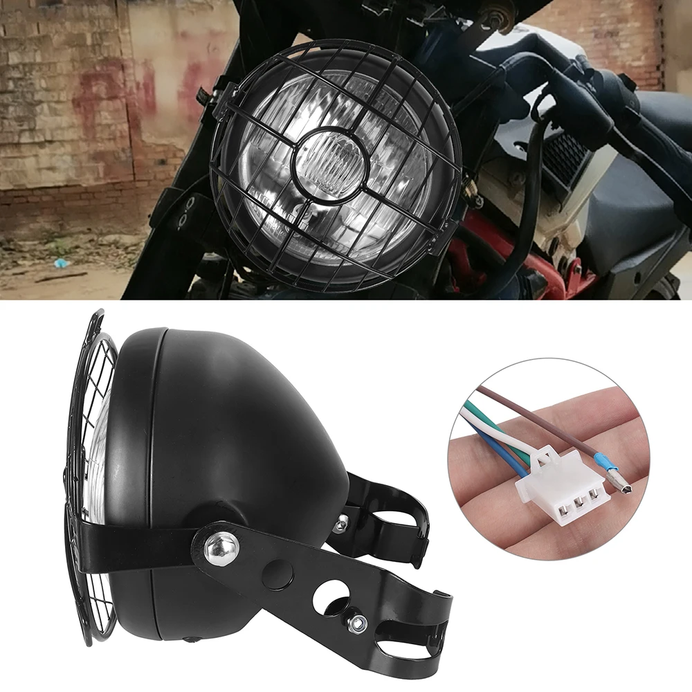 Kits de máscara de soporte de faro delantero halógeno con rejilla de Metal Retro para motocicleta de 6,5 pulgadas para CG125 GN125 Harley Cafe Racer Honda