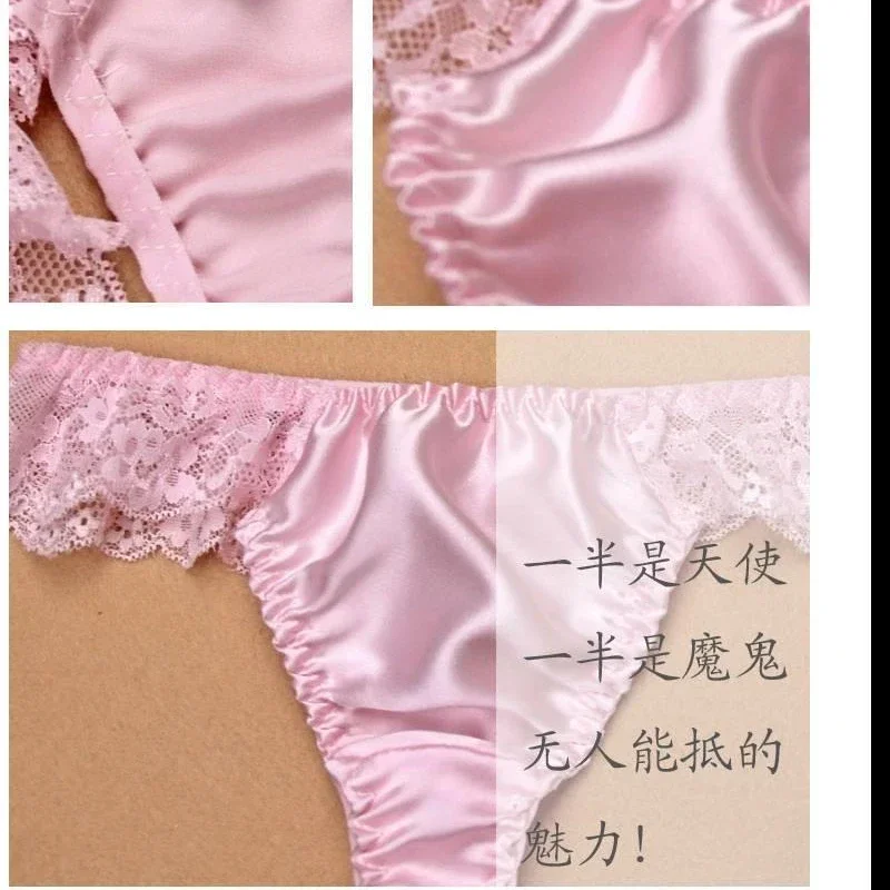 100% Silk Underwear Lace Thong Mulberry Silk G-string Low Waist Panties Comfort Pants Soft Briefs Smooth Shorts Women Lingerie