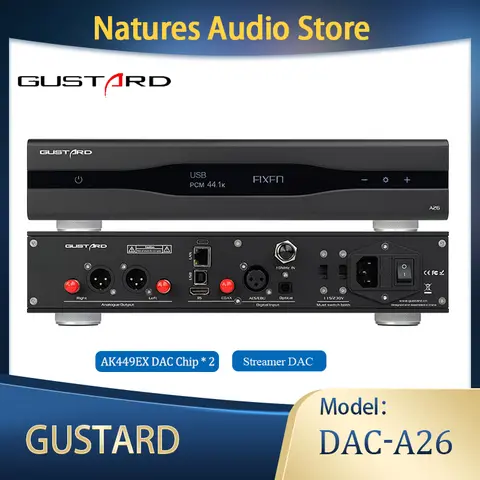 Gustard A26 MQA HIFI 디코더 듀얼 AK4499EX 및 AK4191 지지대 DSD512 MQA384K 레퍼런스 DAC-A26 프리 앰프, 스트리머 및 렌더러 포함