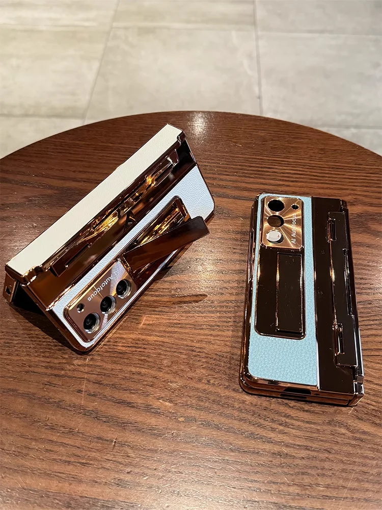 Jednoczęściowa folia ochronna na szkło z zawiasami do Z Fold 8, skórzana podstawka z powłoką galwaniczną, etui ochronne do Samsung Galaxy Z Fold7 4 5 6 — zdjęcie produktu 4