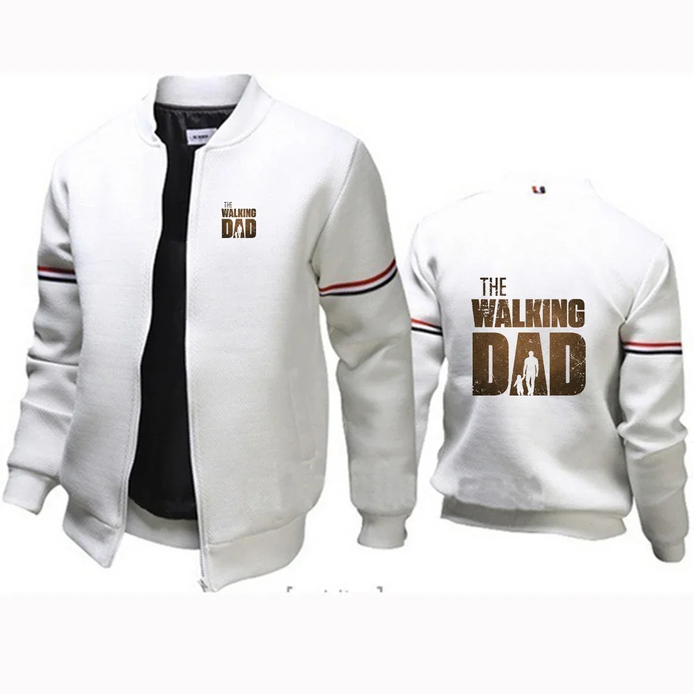 THE WALKING DAD New Spring and Autumn Men Flight Jacket Round Collar Solid Cotton Long Sleeves Tracksuits Comfort Versatile Tops