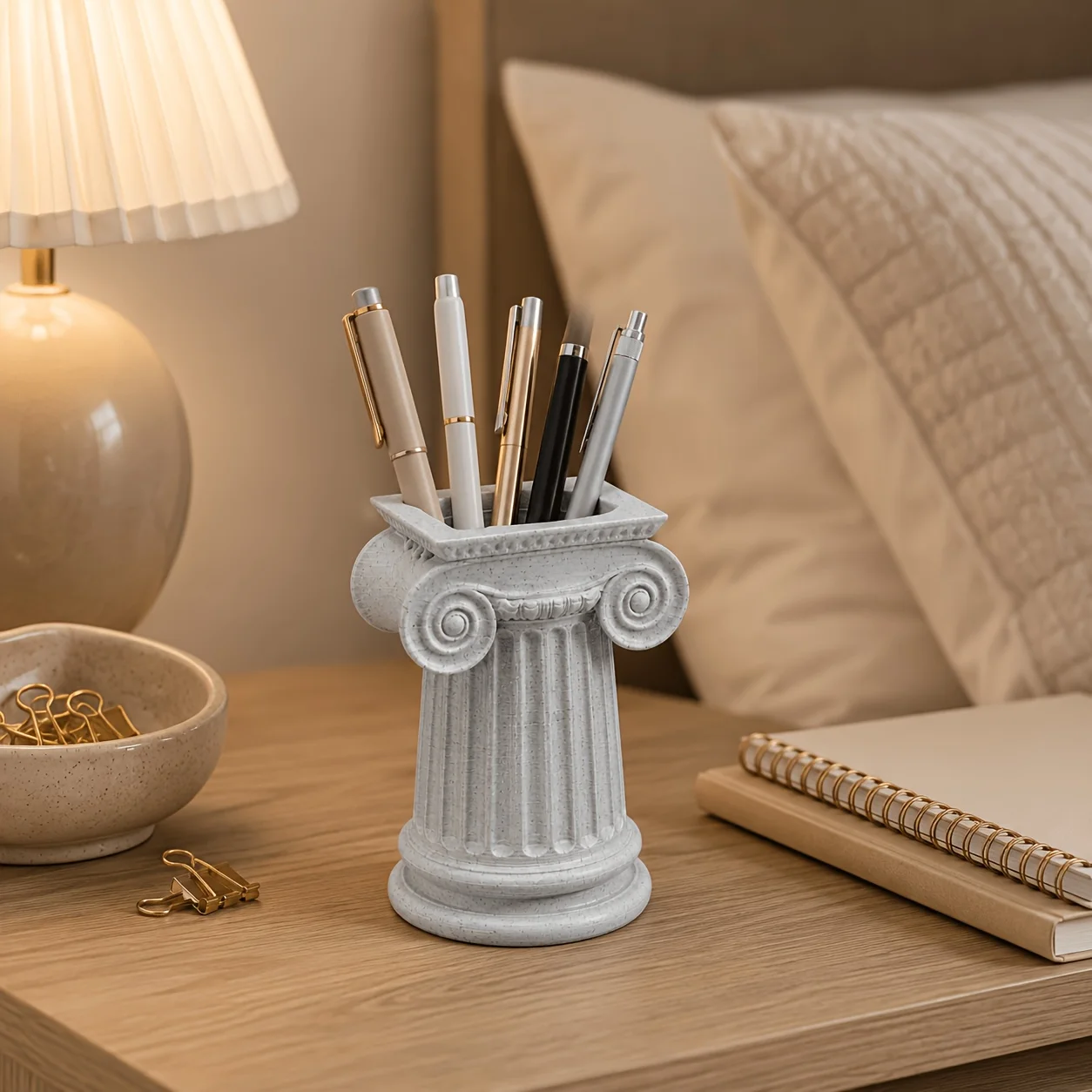 Vintage Pencil Case Greek Pen Holder Crafted 3D Printing Office Decor Multifunctional Stationery Organizer Desktop Storage Cup