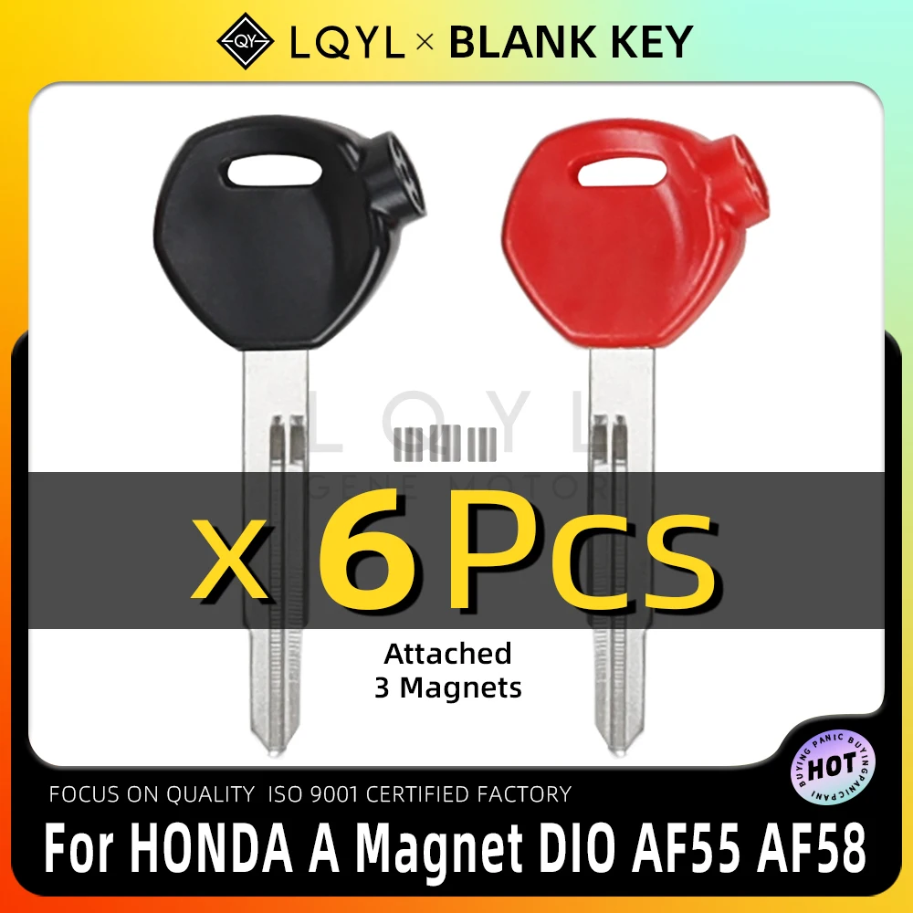 

LQYL 6 Pcs Blank Key Motorcycle Replace Uncut Keys For HONDA Magnet Motorcycle Anti-Theft Lock Keys DIO AF 61 62 63 TODAY 49cc