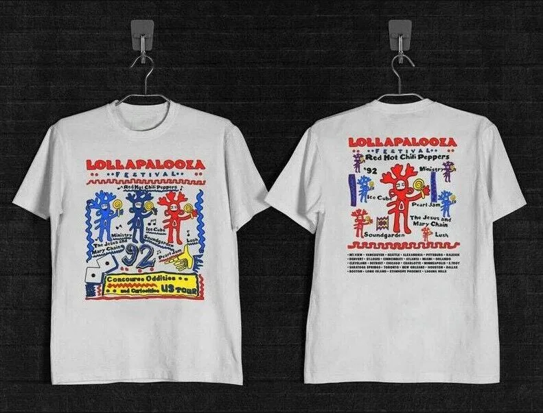 Lollapalooza 1992 Tour Concert Festival Cotton Unisex T Shirt 2 sided For Fans