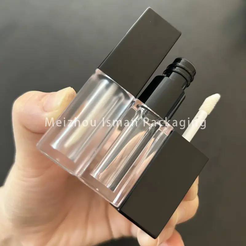 

50Pcs luxury square black lipstick lip gloss container makeup frosted lipgloss lipstick packaging wand tubes 3.5ml