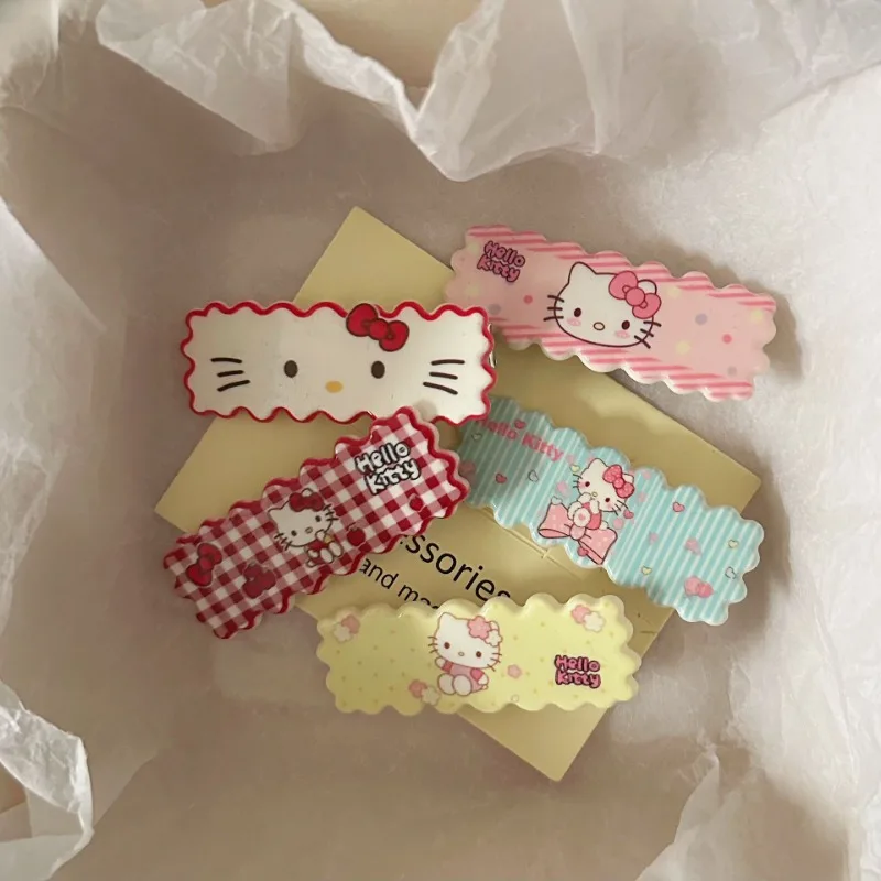 Miniso Sanrio Cute Wavy Long Cat Hairpin Japanese Sweet High-value Girl Side Duck Bill Clip Hairpin Jewelry Hair Accessories