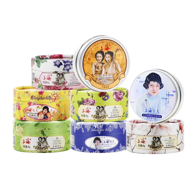 

Shanghai Lady Snow & Hand Cream 80g, Jasmine Rose Evening Primrose, Vintage Shanghai National Souvenir Moisturizing