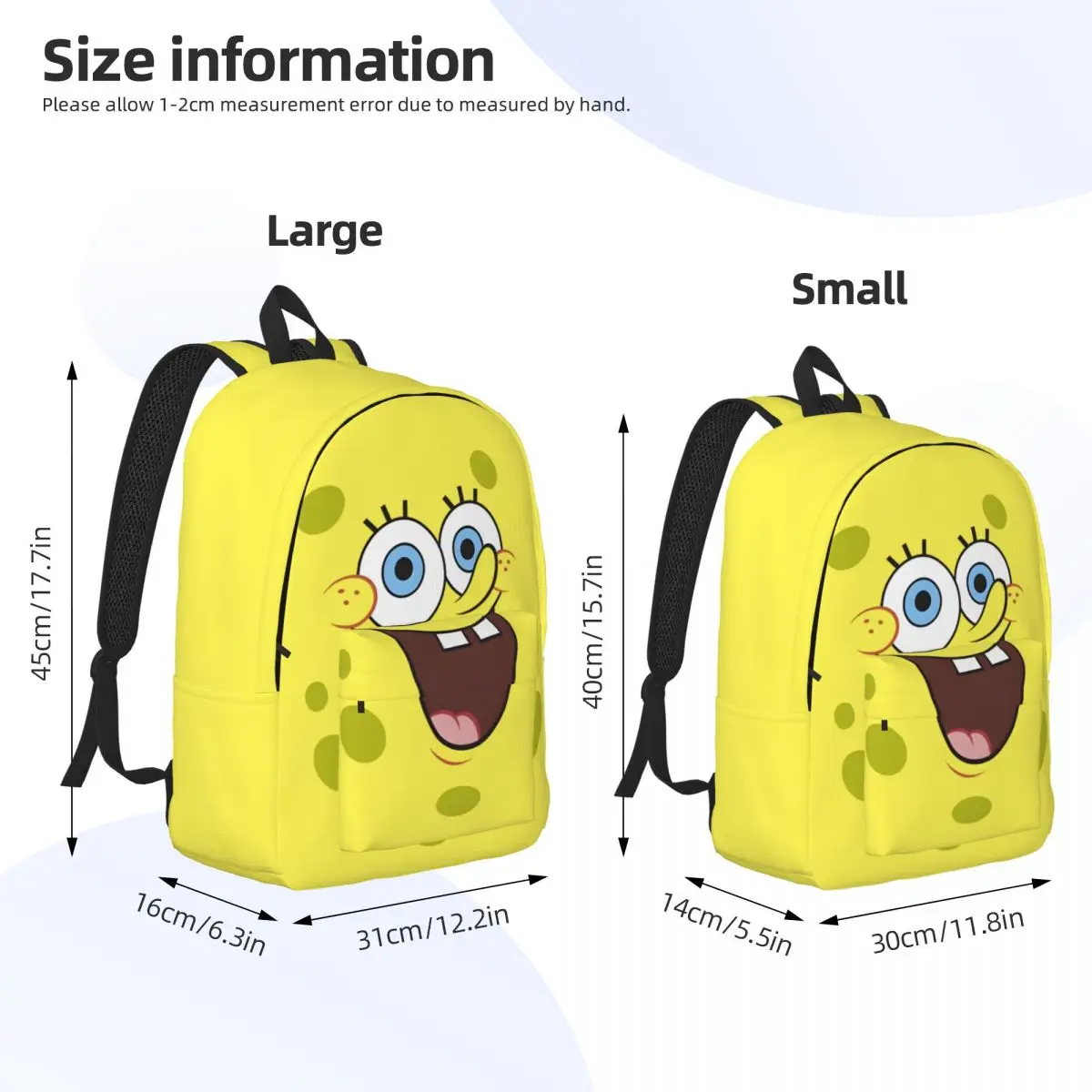 Hiking Squarepants Face Portrait Sturdy Shoulder Harajuku Design SpongeBob Daypack For Women Daypack Birthday Gift