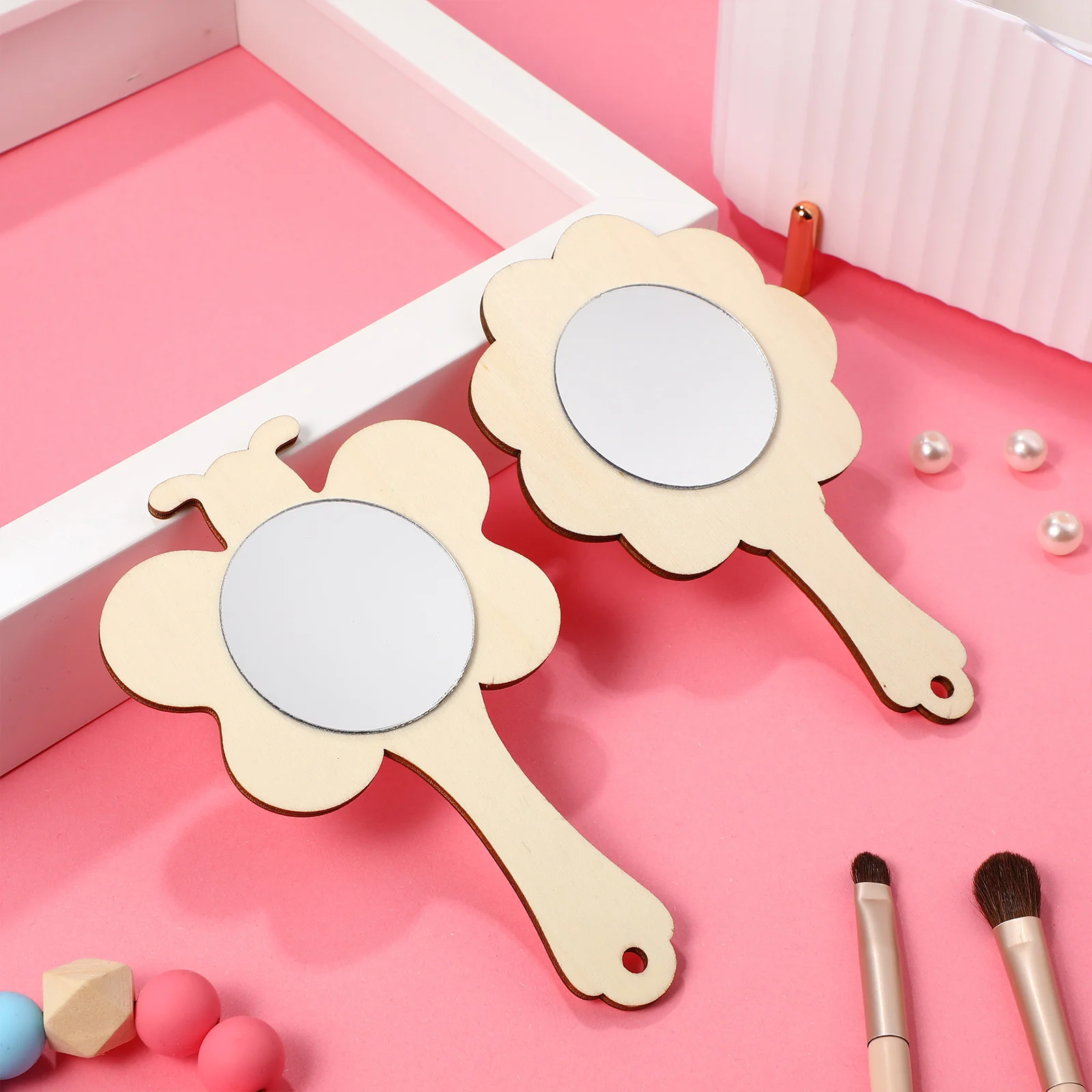 18 Pcs Kids Mirror and Crafts for Wooden Mirrors Princess Bamboo Baby Hand