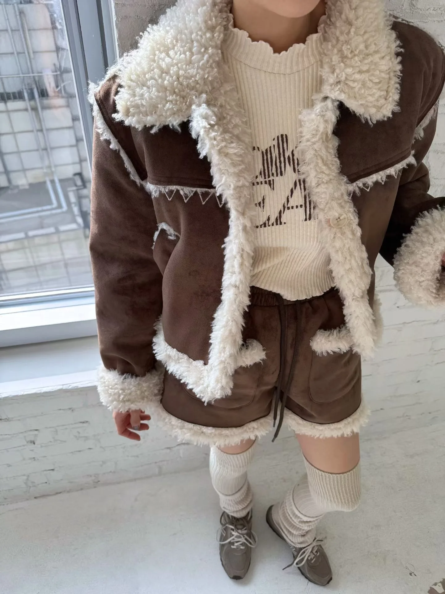 Faionable Settle Leder Und Pelz Inteated ort Mantel Frauen Winter Neue Hohe Taille ket orts Koreanische Sle Streetwear