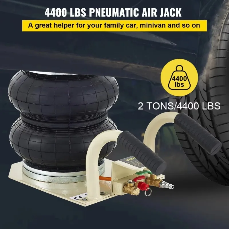Pneumatic Jack 2 Ton/4400 LBS Air Bag Jack Triple Bag Air Jack for Vehicle Extremely Fast Lifting Action
