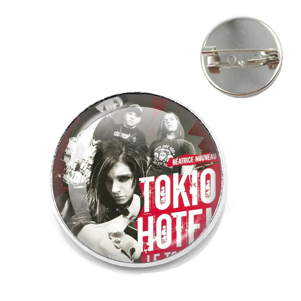 Pop Retro Rock Band Tokio Hotel Bill Kaulitz Band Hot Music Songer Lapel  Pin Glass Brooch Jewelry Badge Kawaii Decoration Gift