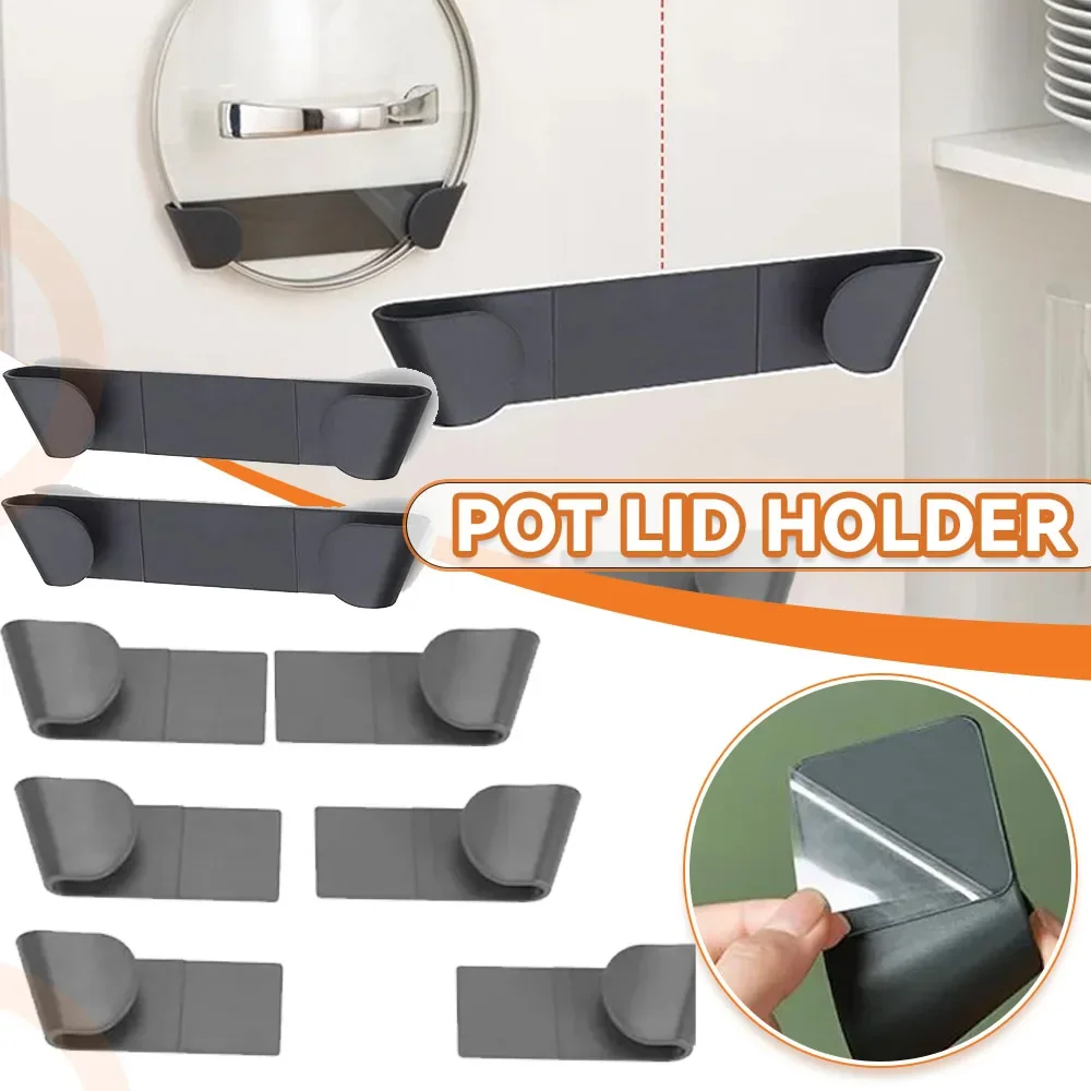 

Pot Rack Wall Mounted Self Adhesive Kitchen ShelfPot Lid BoxPot Lid Rack Kitchen Accessories