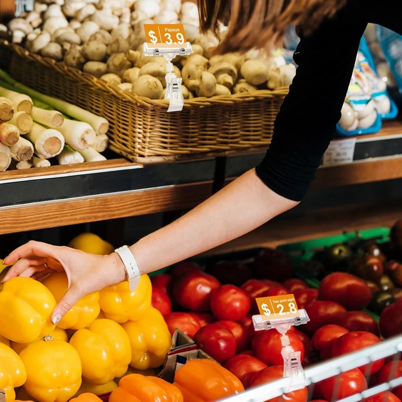 (NEW) 30PCS Clear Sign Clips Plastic Rotatable -Clip Sign Holder Stand For Merchandise Display, Sign Holder Clips