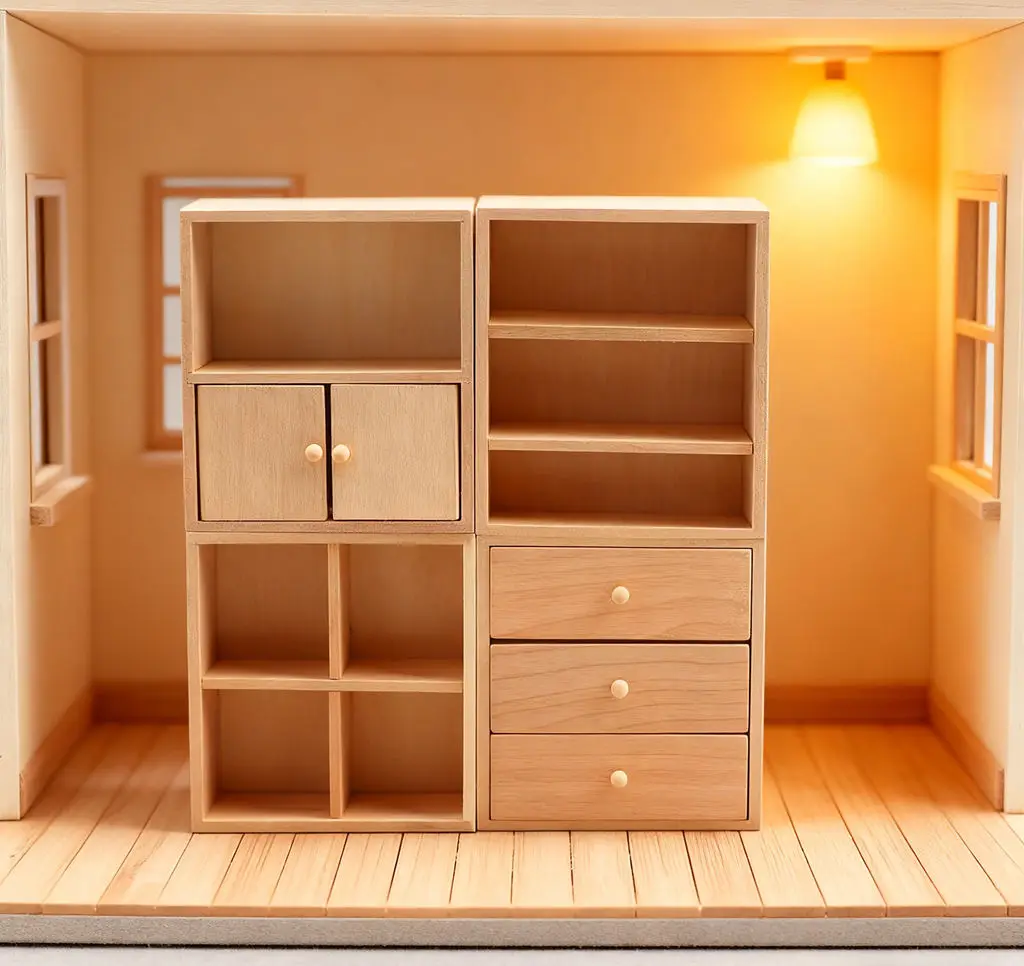 

Миниатюрный шкаф из цельного дерева для кукольного домика в масштабе 1:12 — незаконченный комплект мебели «сделай сам», набор микромебели