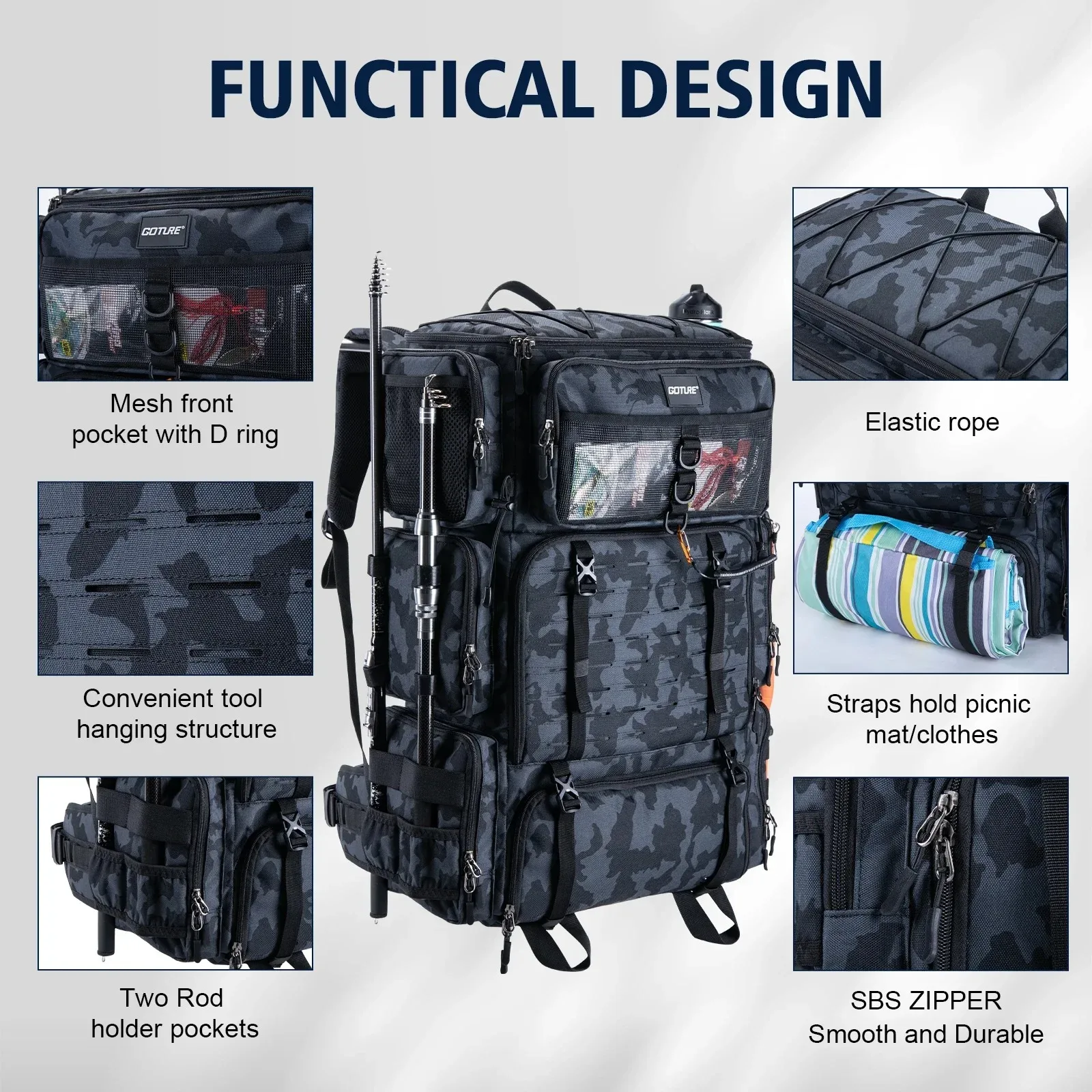 Goture 釣り道具バッグ 72L 大容量断熱クーラーコン - Rain Cover Backpack のレビューと価格