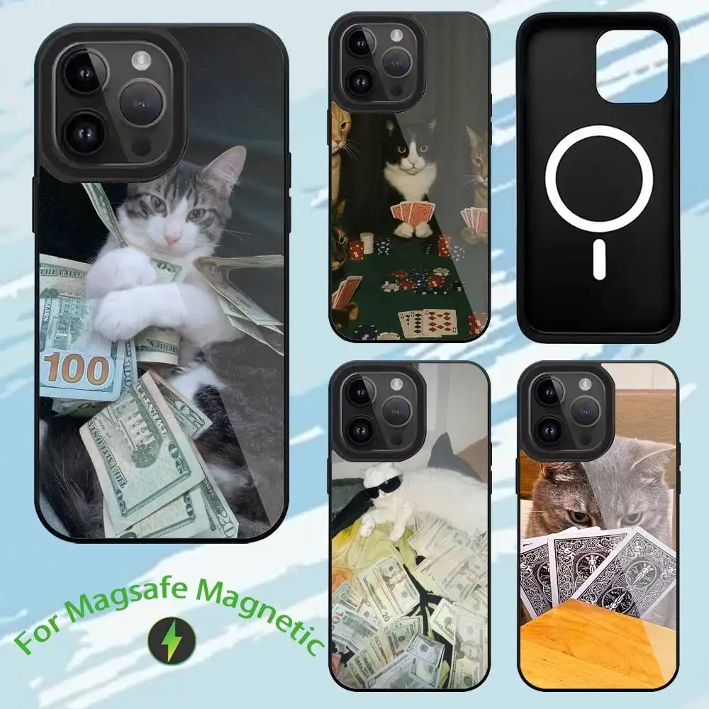 

cat likes to play poker Phone Case For iPhone17,16,15,14,13,12,11,Plus,Pro,Max For Magsafe Wireless Charging cover