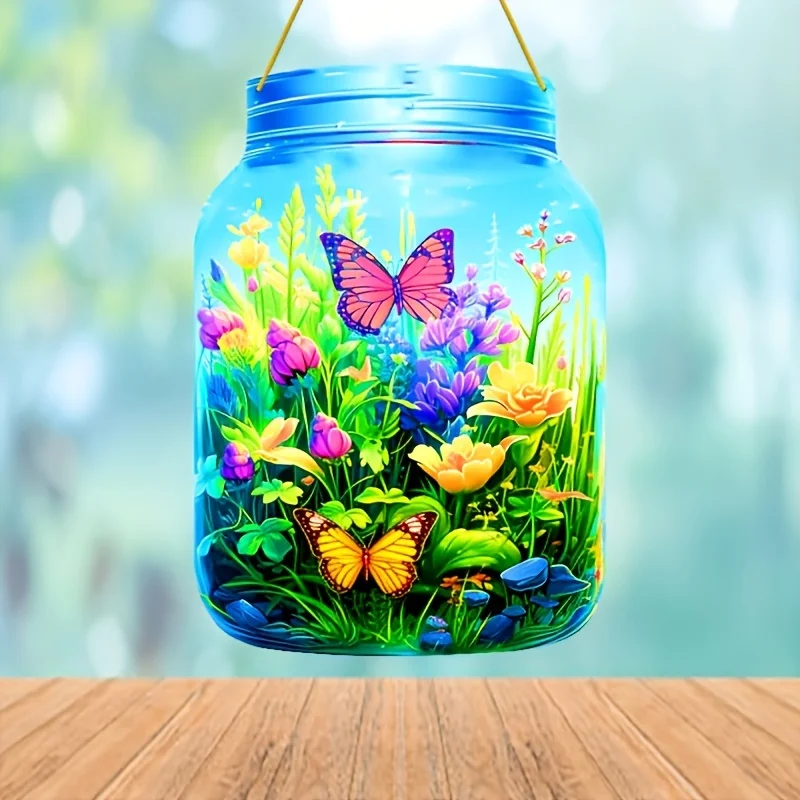 Butterfly & Floral Acrylic,Mason Jars,Spring Decorations & Holiday Gifts,Multifunctional Walls/Home/Cafe Pendants Room,Kitchen