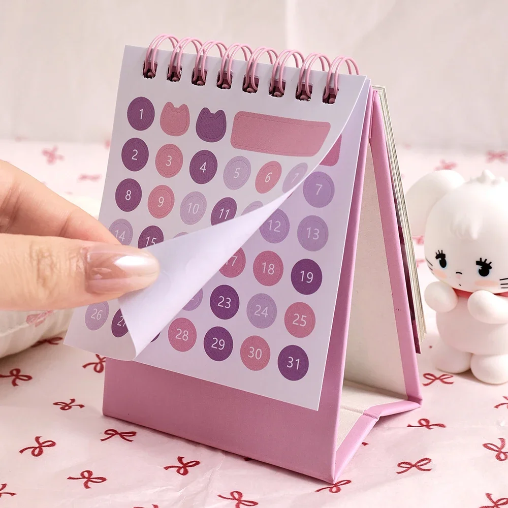 1 pc 2025 Mini Cute Monthly Calendar 12 Months Of Different Photos Tabletop Flip Schedule Calendar With Stickers For Home School