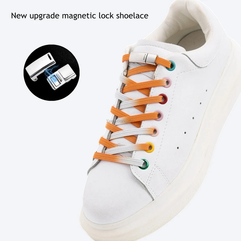 Colorblock Magnetisch Slot Elastische Schoenveters Sneakers Voor Schoenveter Kinderen Volwassen Luie Veters Zonder Stropdas Veters One Size Fits All Shoes